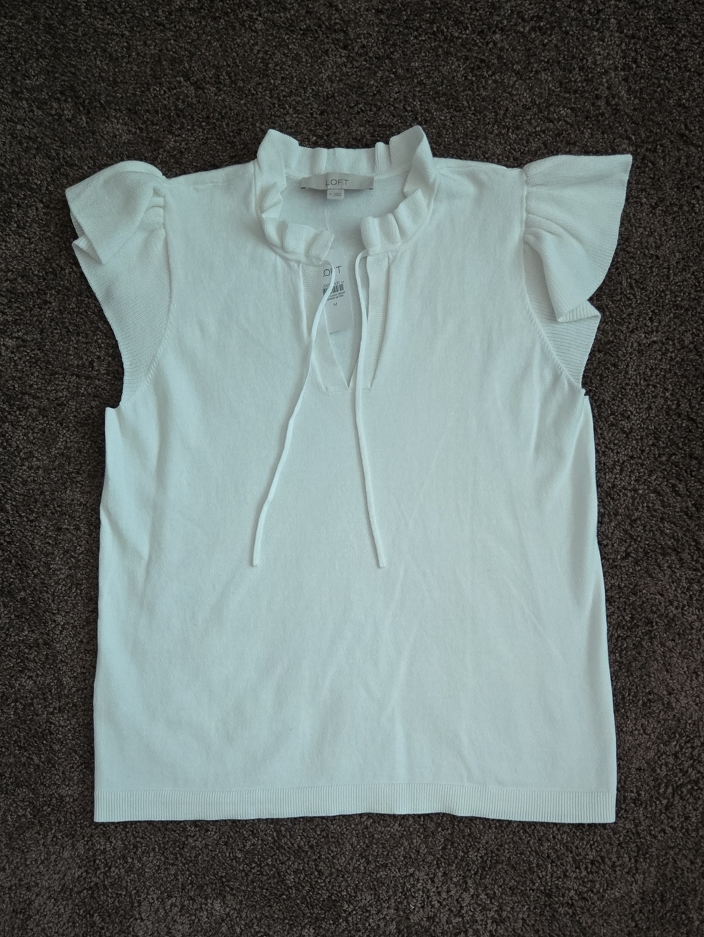 NEW Ann Taylor Loft White Flutter Sweater Top M